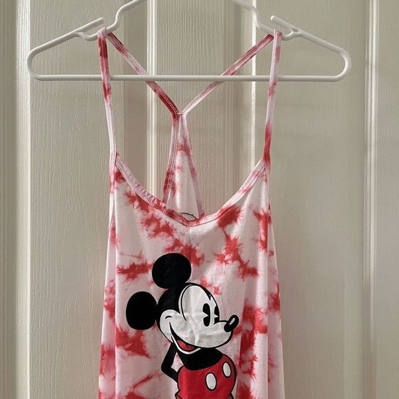 Disney Mickey Mouse Racerback Red & White Tie-Dye Tank Size Medium (7/9) - Picture 2 of 9